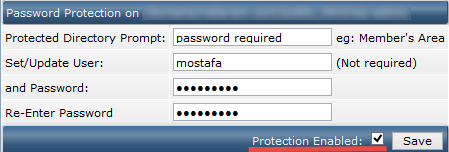 نام کاربری و رمز عبور فولدر